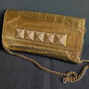 MICHAEL KORS Gold Antonia Evening Bag Purse Clutch